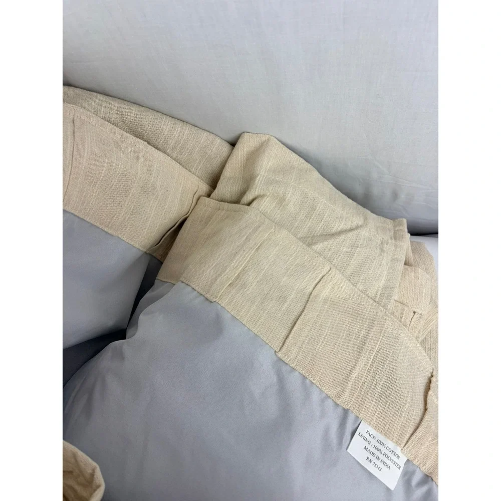Brooks Brothers Beige Textured Cotton Lined Curtain Panels Back Tab Neutral 2pc